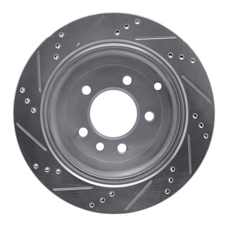Land Rover LR3 Brake Rotor (1) - Rear Right - R1 Concepts - Drilled & Slotted - Silver - `05-`07